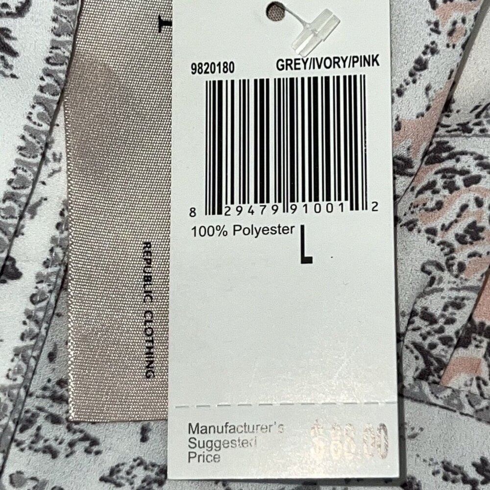 Philosophy Grey Ivory Pink Floral Sleeveless Crew Neck Mini Dress Large Lined - Picture 7 of 10